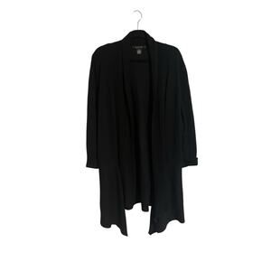 89th & Madison Sweater Size 1X Black Open Front Drape Cardigan Stretch Casual